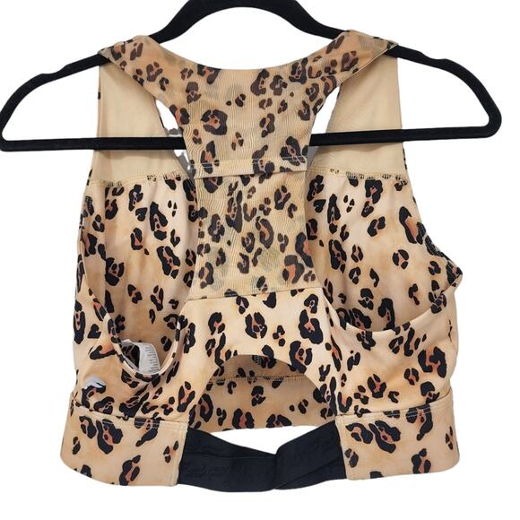 Fabletics On-The-Go Midi Medium Impact Sports Bra Desert Leopard Size Medium - Picture 3 of 6